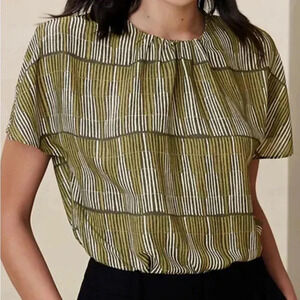 Banana Republic Shirred Neck Blouse Dolman Sleeve Green La…